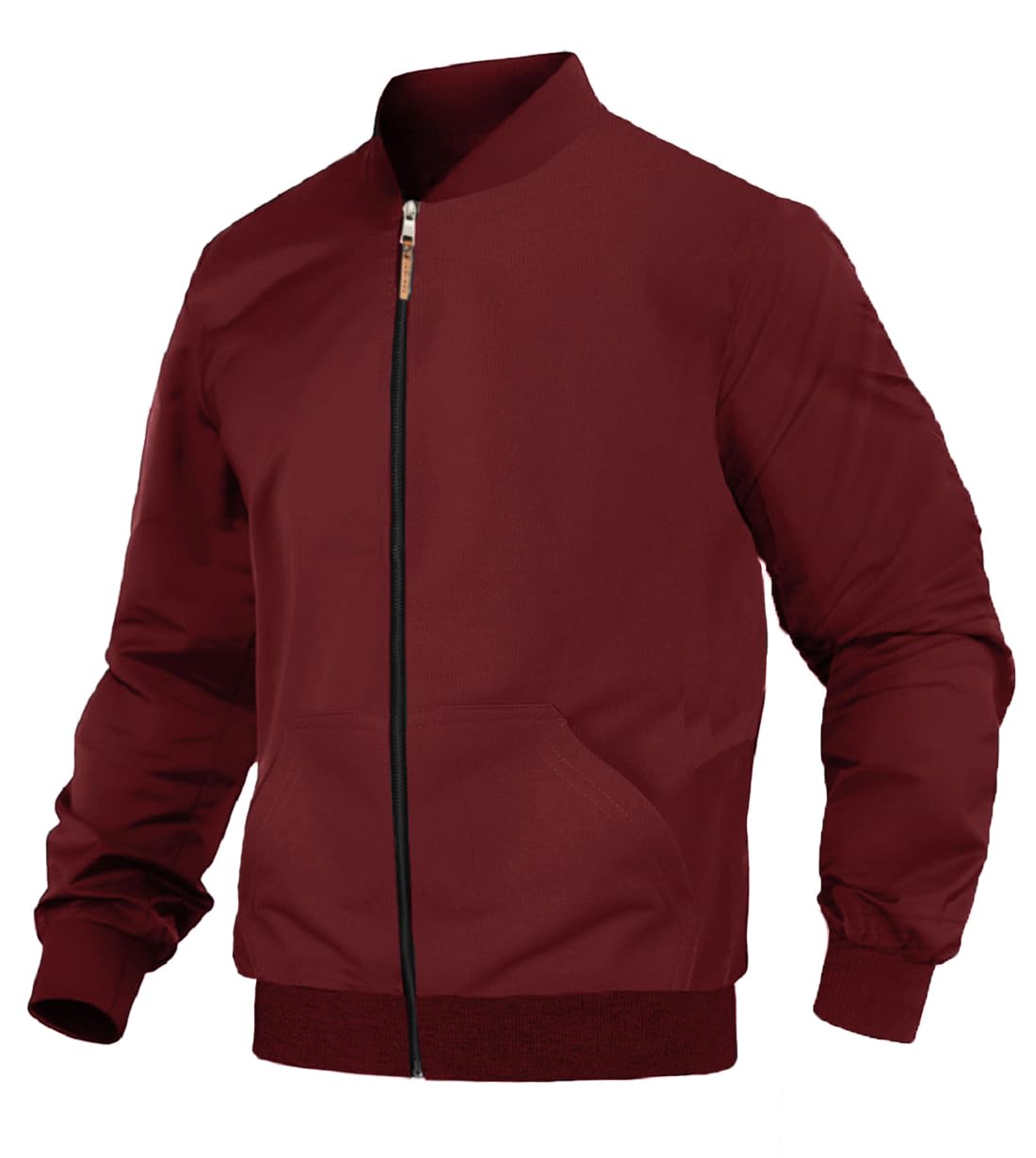 CASUAL JACKET for Men\'s Regular Fit Loopknit Bomber Jacket with Zipper Closure and 2 Side Pockets (Color Maroon) - Image 7