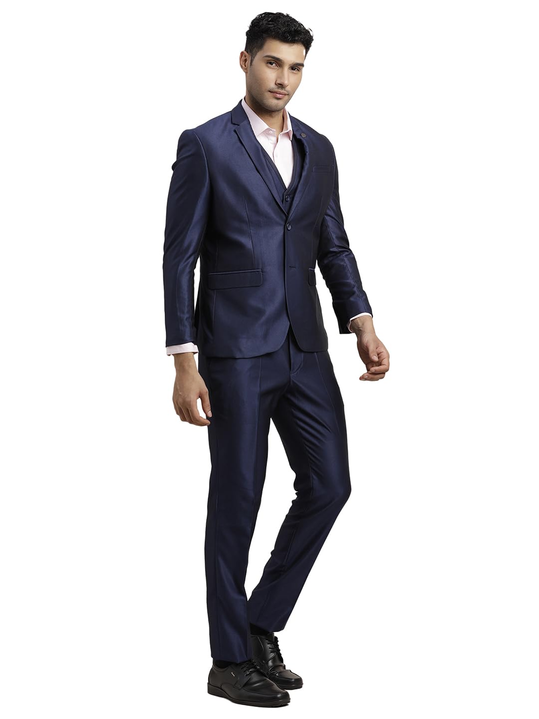 Men Poly-Viscose Dobby Print Full Sleeve Three Piece Party Suit - Image 10