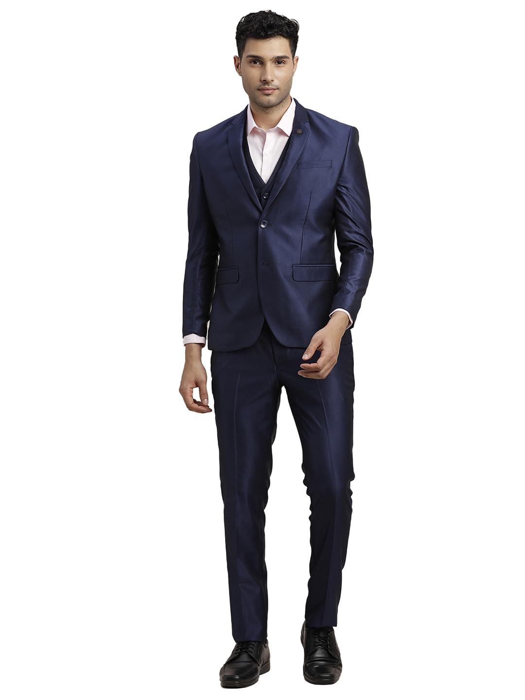 Men Poly-Viscose Dobby Print Full Sleeve Three Piece Party Suit - Image 7