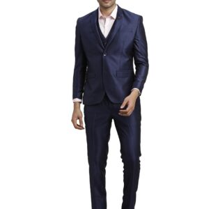 Men Poly-Viscose Dobby Print Full Sleeve Three Piece Party Suit