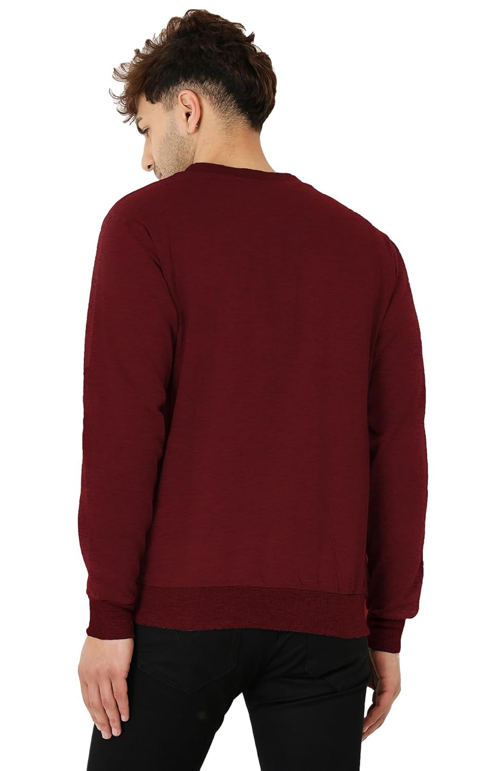 CASUAL JACKET for Men\'s Regular Fit Loopknit Bomber Jacket with Zipper Closure and 2 Side Pockets (Color Maroon) - Image 8