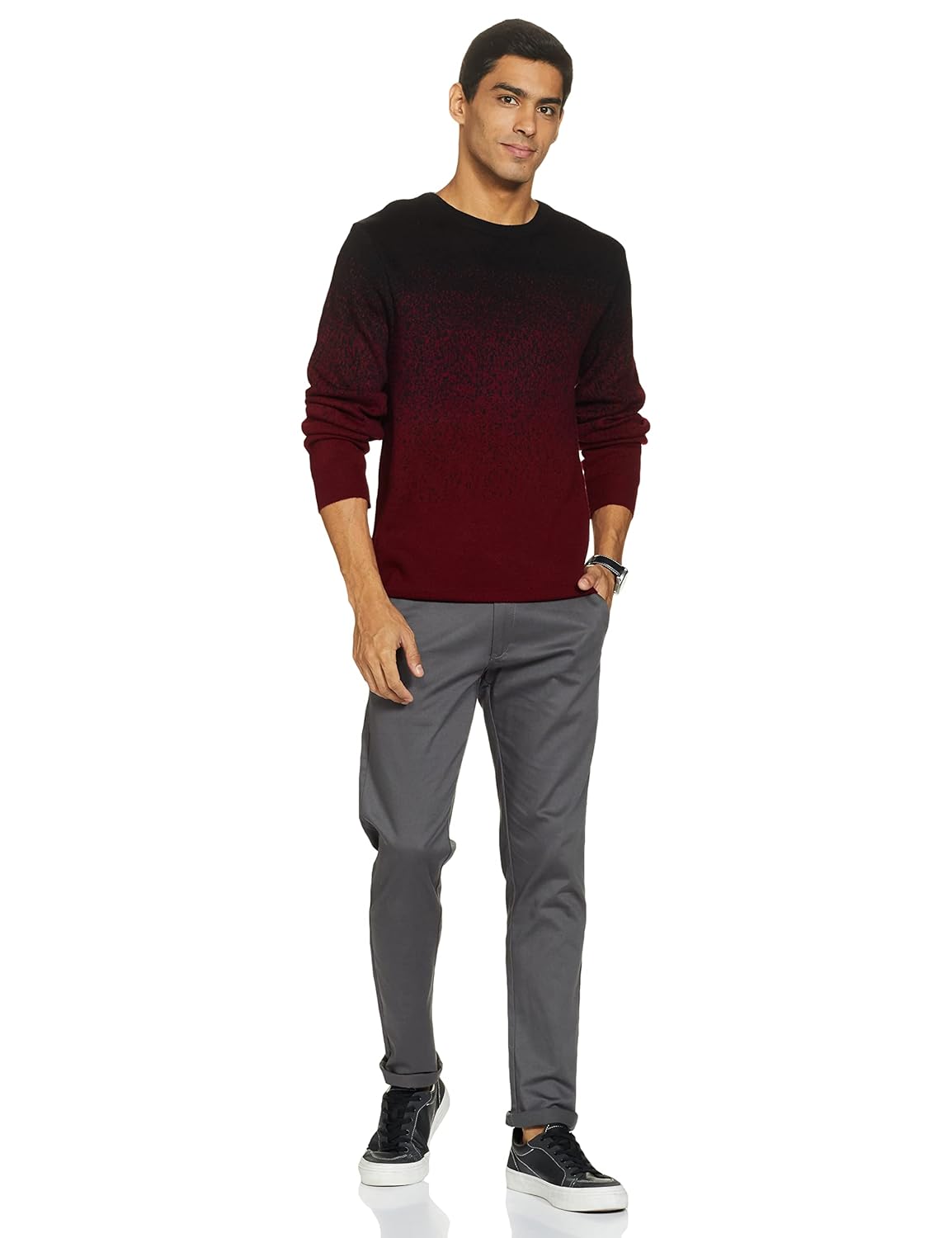 Men Acrylic LS Gradient Grunge Sweater Pullover - Image 5