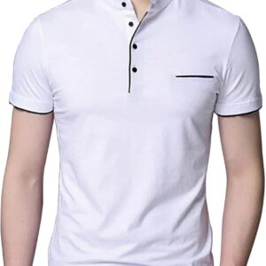 Men\'s Cotton Henley Neck Half Sleeve Solid Regular Fit T-Shirt