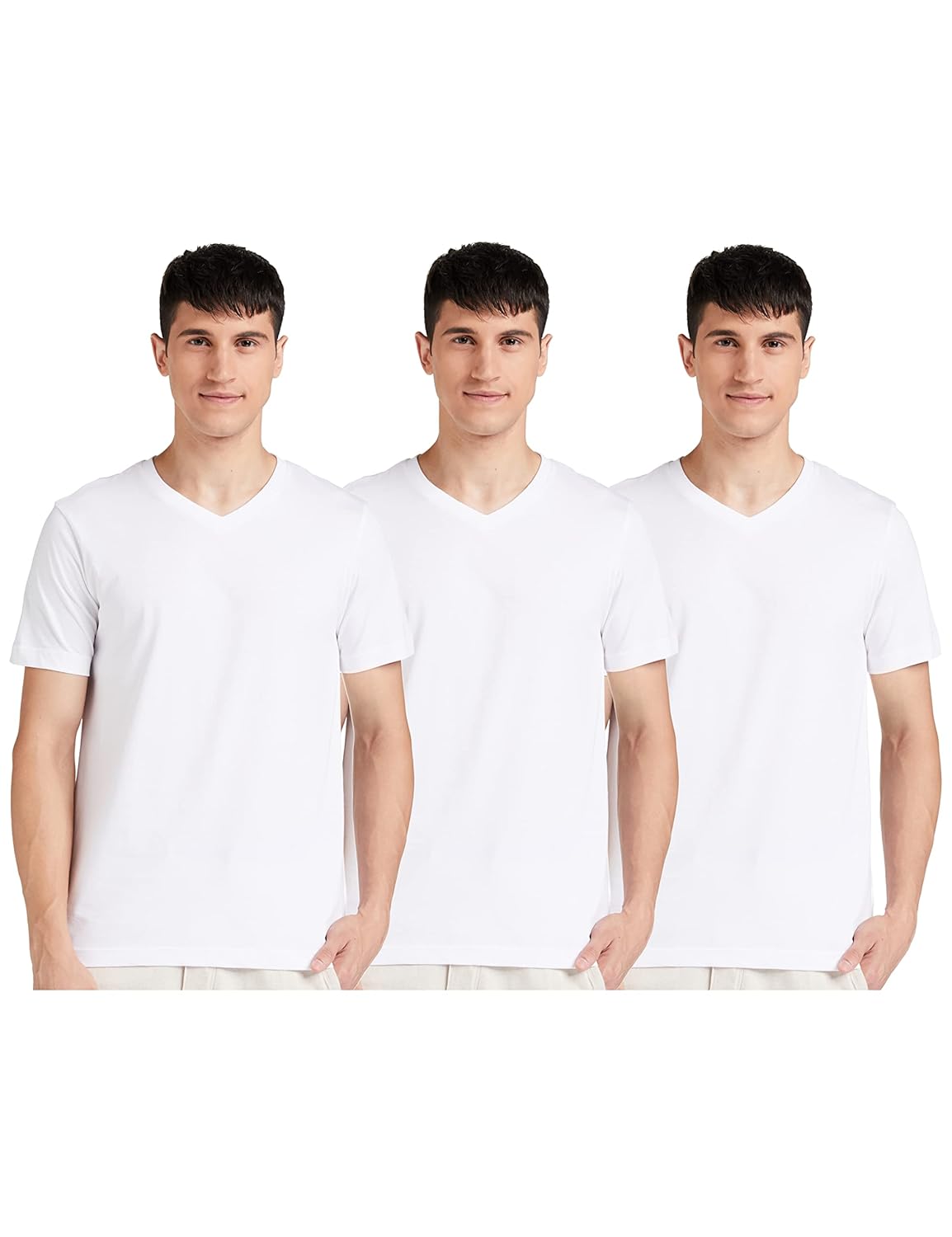 Men\'s Solid Cotton T Shirt | Plain | V Neck | Half Sleeve - Regular Fit | Combo Pack of 3 (Available in Plus Size) - Image 10