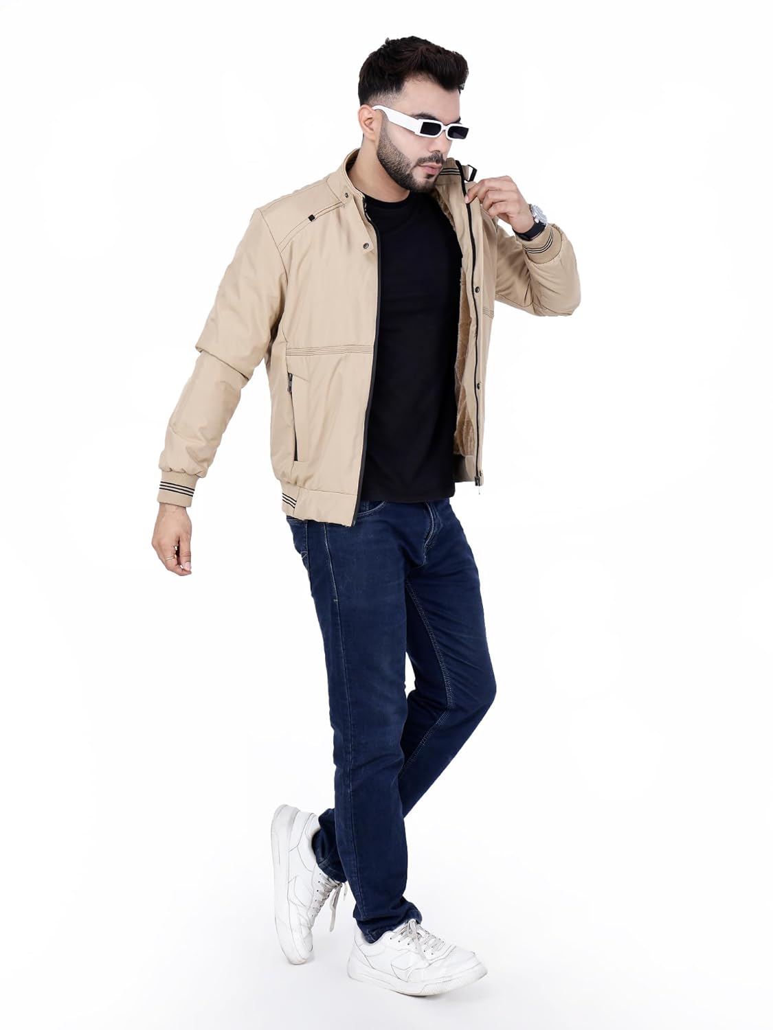 Full Sleeves Bomber Jacket for Men | TPU Men\'s Standing Collar Lightweight Winter Jacket, Regular Fit - Image 11