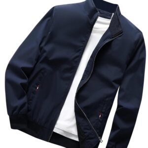 Men\'s Regular Jacket Fit For Casual Wear || Low-Cut Standing Collar || Full Sleeve | Latest Stylish Jacket For Men ||Regular Fit Zip-Up Casual jacket|| bomber jacket for men