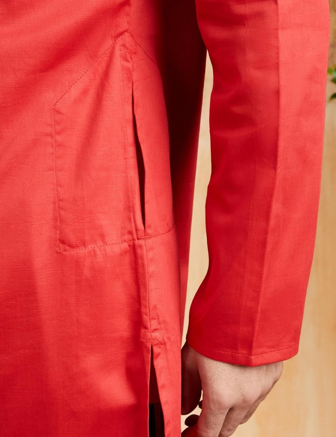 Men\'s Cotton Solid Festive Embellished Long Kurta (Regular Fit) - Image 6