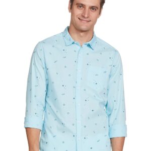 Men Cotton Slim Fit Printed Full Sleeve Shirt