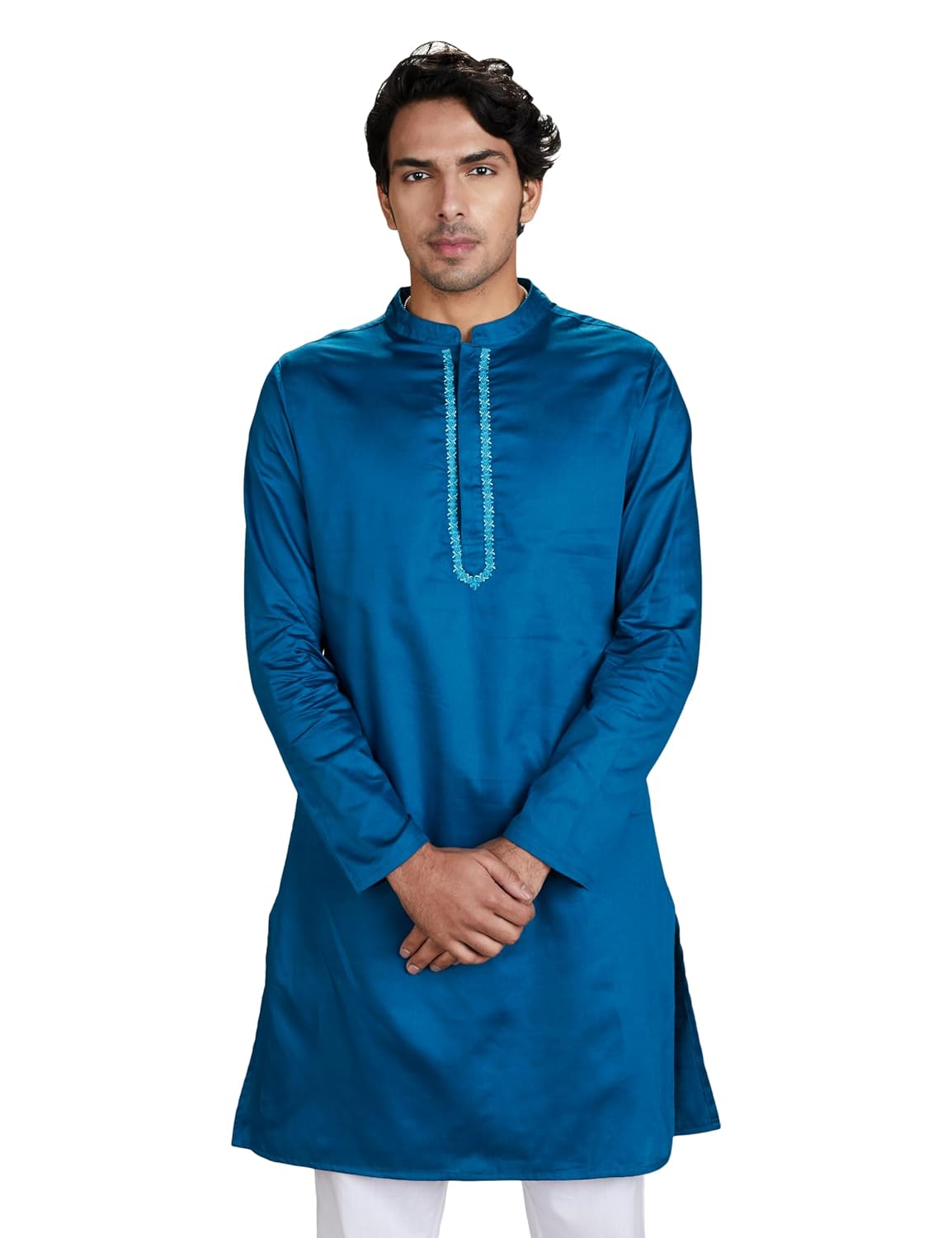 Men\'s Cotton Solid Festive Embellished Long Kurta (Regular Fit) - Image 11