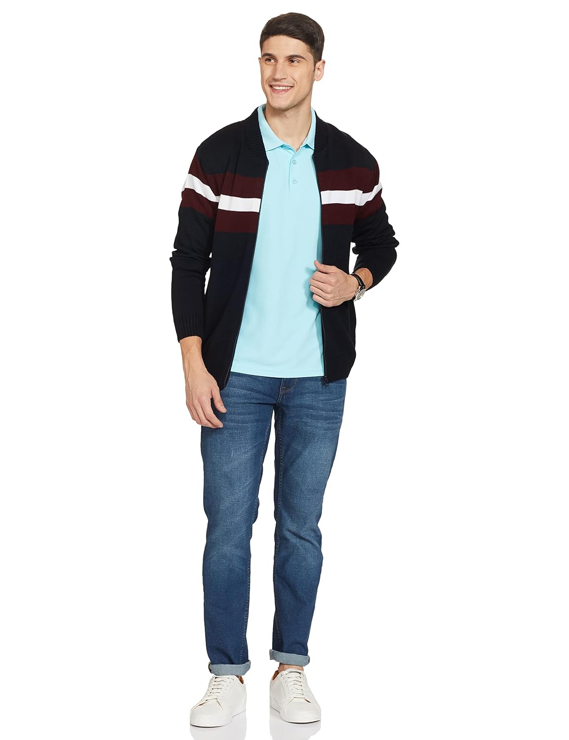 Men\'s Acrylic Round Neck Blouson Sweater - Image 12