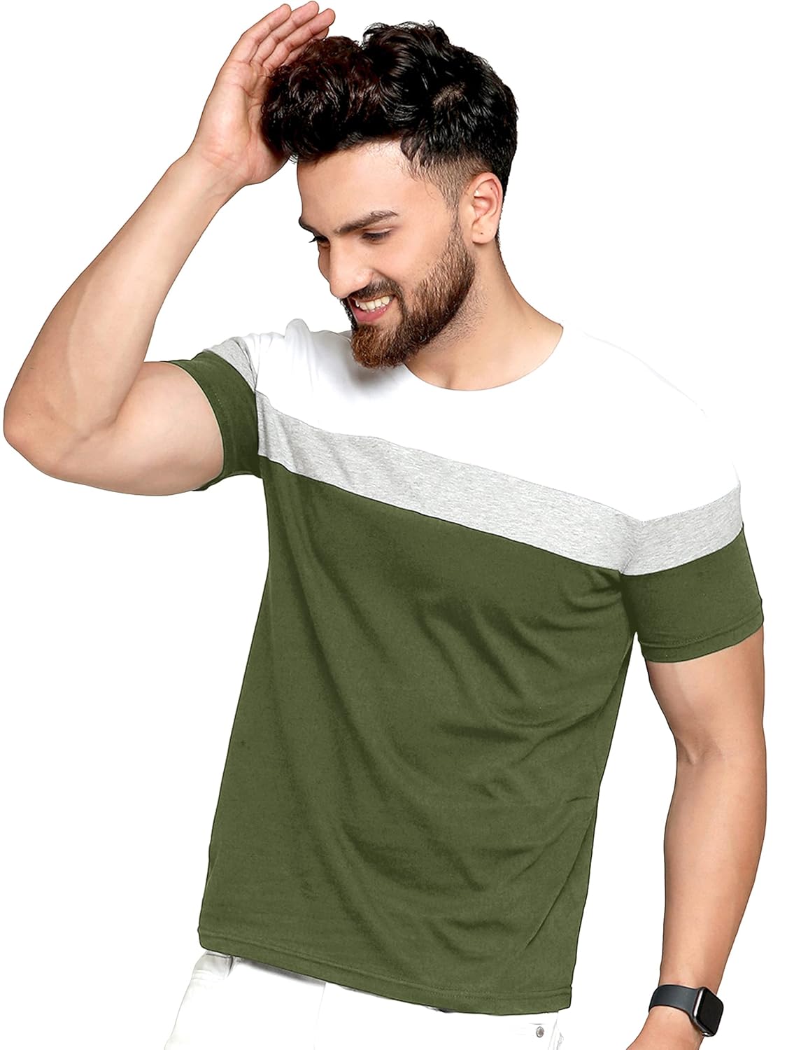 Men\'s Regular Fit T-Shirt (Large, Green)