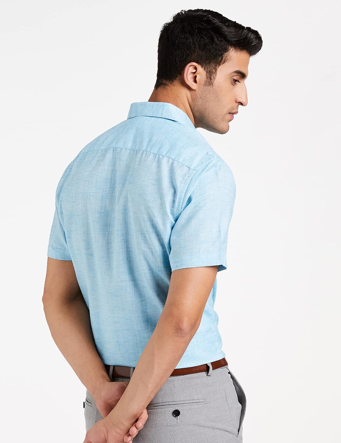 Men\'s Solid Regular Fit Formal Shirt (DCMFH02RC17KA2-739A_Sky Blue_44) - Image 2