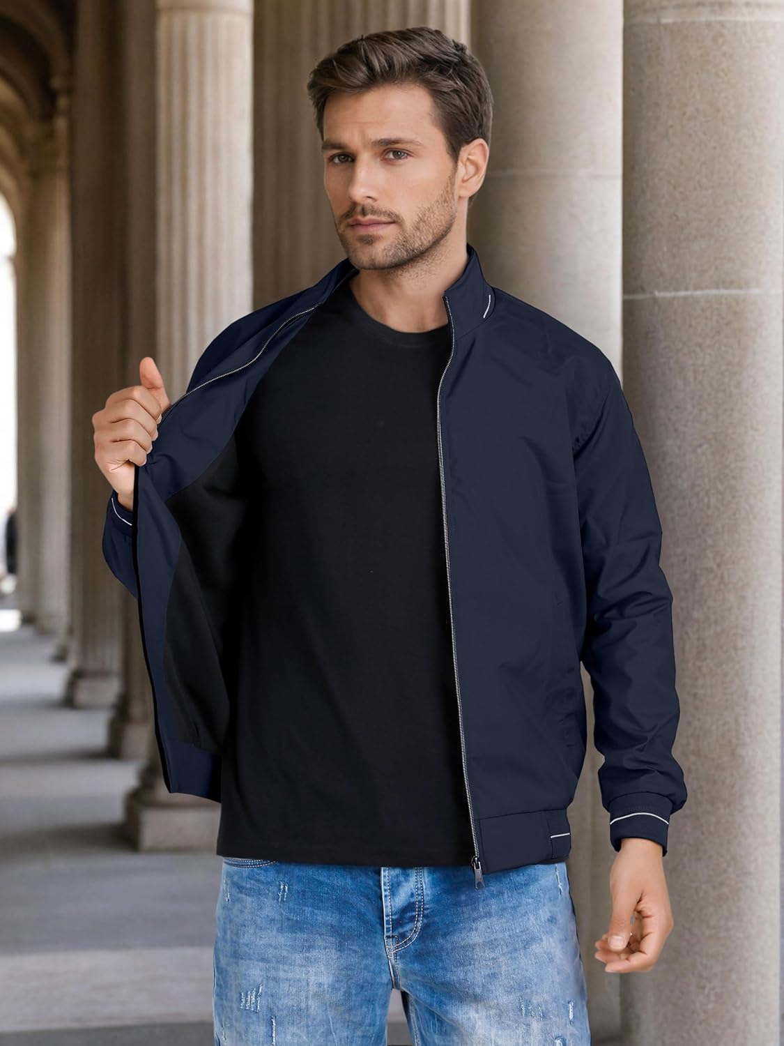 Men\'s Bomber Jacket | Lightweight Casual Zip-Up Jacket | Stylish Slim Fit Outerwear for All Seasons - Image 3