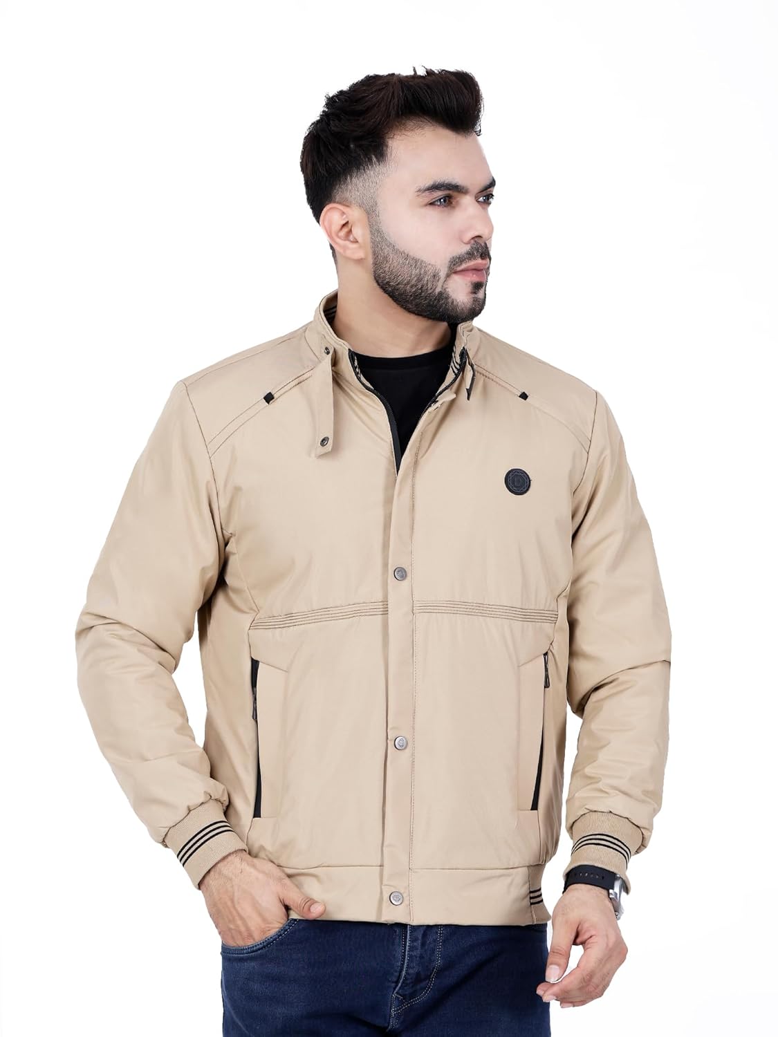 Full Sleeves Bomber Jacket for Men | TPU Men\'s Standing Collar Lightweight Winter Jacket, Regular Fit - Image 10