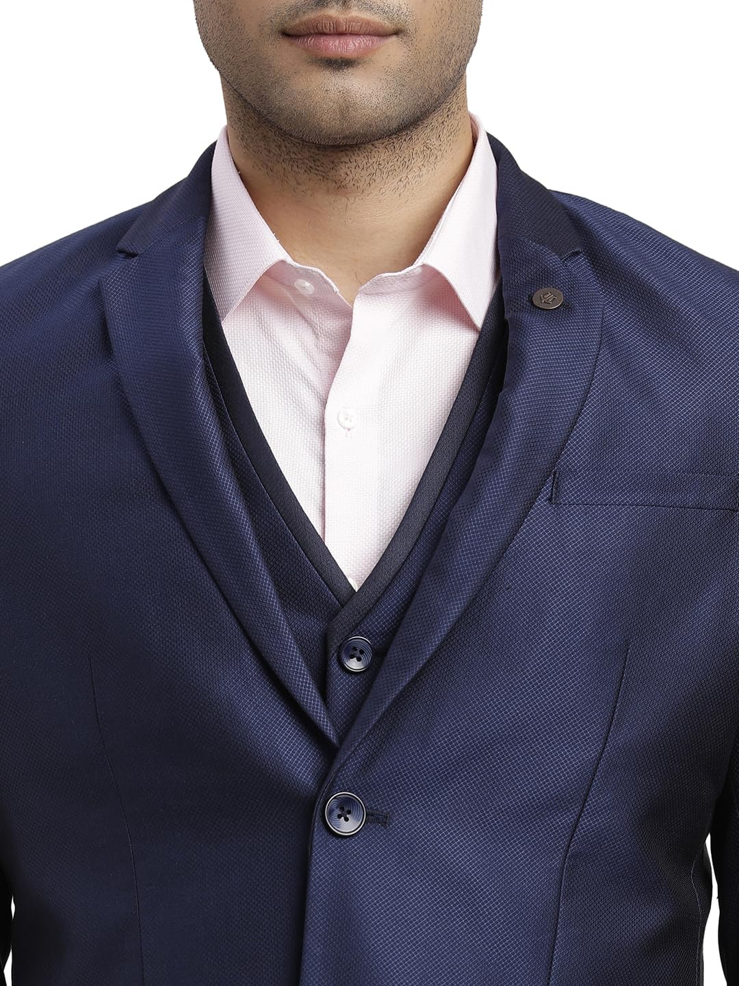 Men Poly-Viscose Dobby Print Full Sleeve Three Piece Party Suit - Image 12