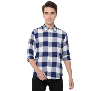 Checks Cotton Linen Blend Regular Fit Mens Casual Shirt