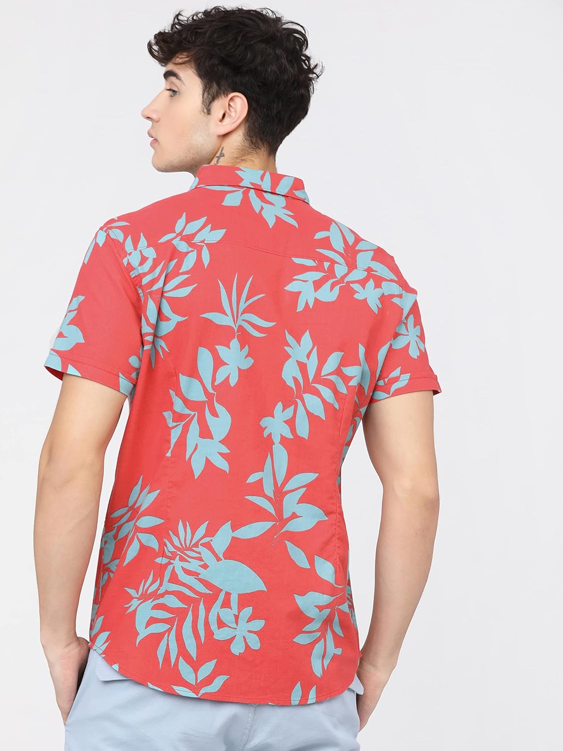 Men\'s Cotton Slim Fit Printed Half Sleeve Shirt - Image 8