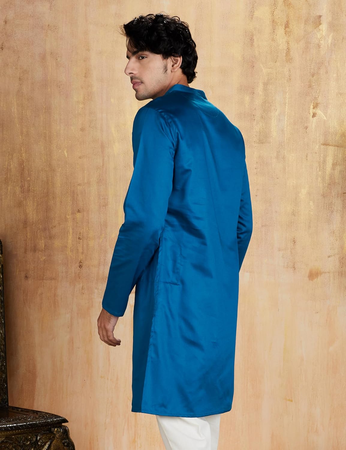 Men\'s Cotton Solid Festive Embellished Long Kurta (Regular Fit) - Image 12