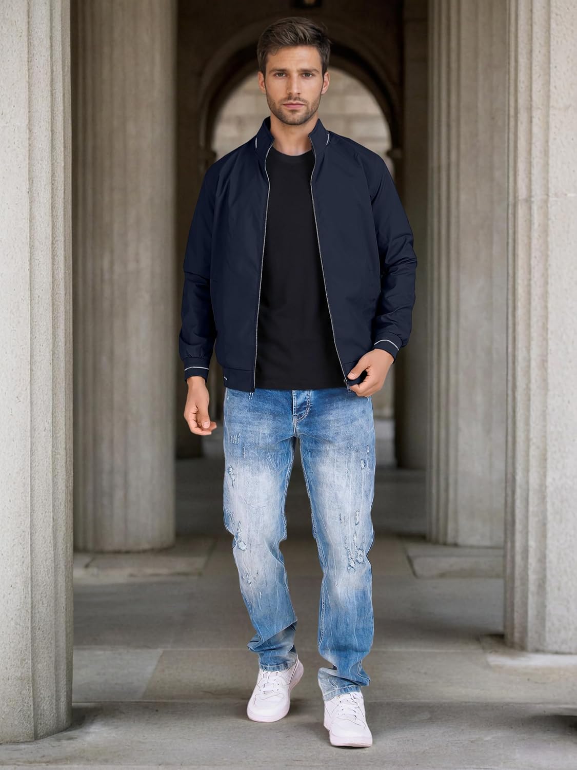 Men\'s Bomber Jacket | Lightweight Casual Zip-Up Jacket | Stylish Slim Fit Outerwear for All Seasons - Image 2