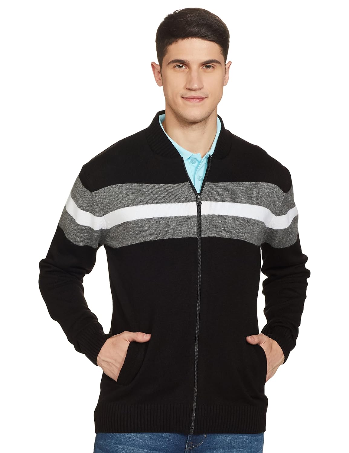 Men\'s Acrylic Round Neck Blouson Sweater
