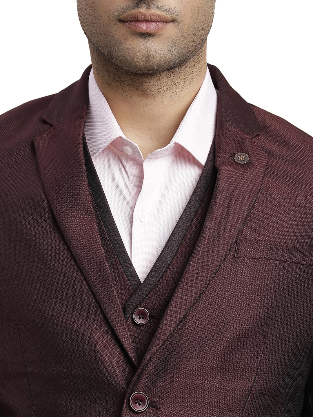 Men Poly-Viscose Dobby Print Full Sleeve Three Piece Party Suit - Image 6