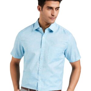Men\'s Solid Regular Fit Formal Shirt (DCMFH02RC17KA2-739A_Sky Blue_44)