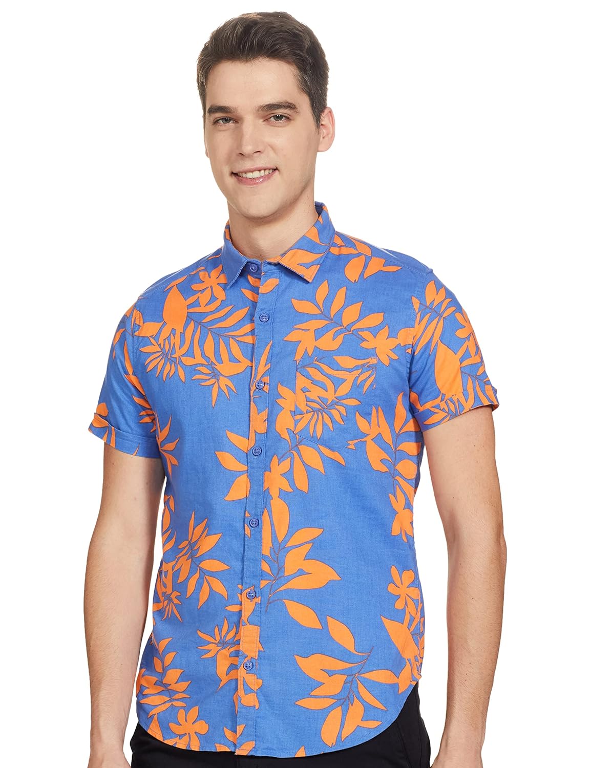 Men\'s Cotton Slim Fit Printed Half Sleeve Shirt