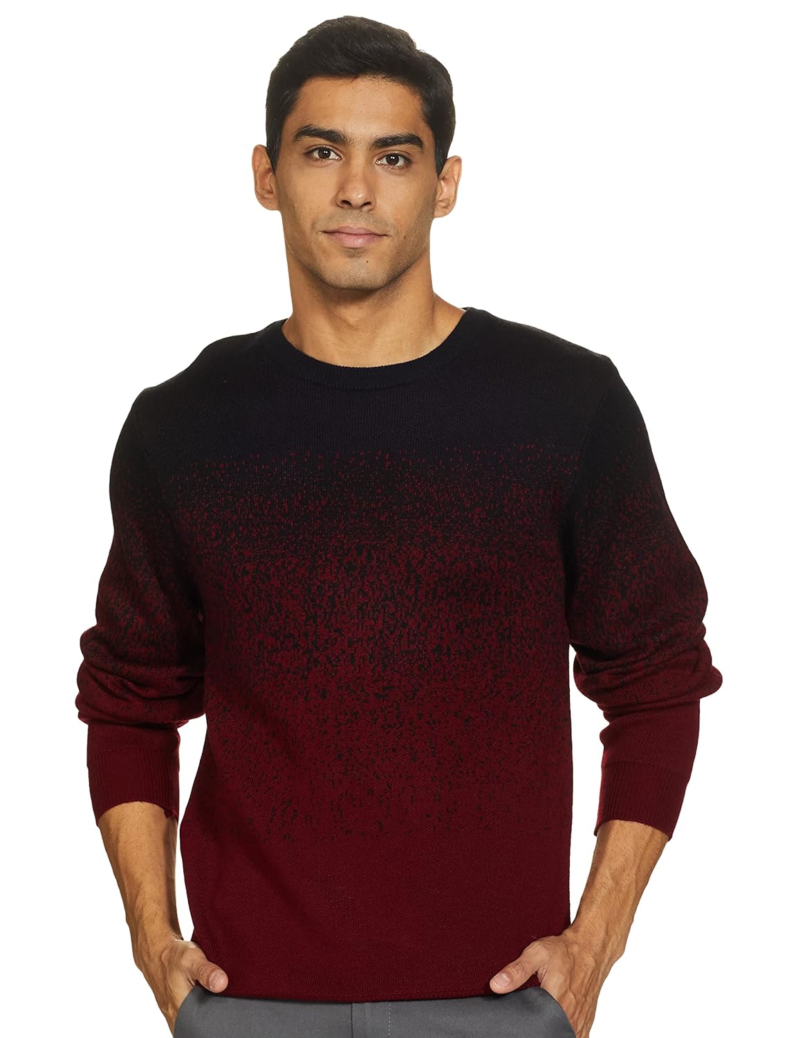 Men Acrylic LS Gradient Grunge Sweater Pullover