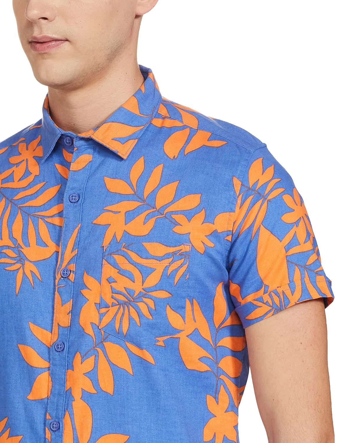 Men\'s Cotton Slim Fit Printed Half Sleeve Shirt - Image 3