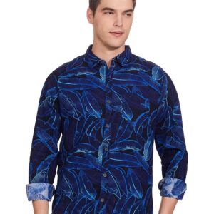 Men Cotton Slim Fit Printed Full Sleeve Shirt