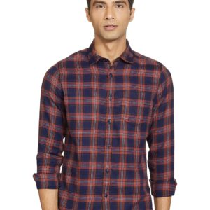 Men\'s Polyester Slim Fit Checked Full Sleeve Shirt