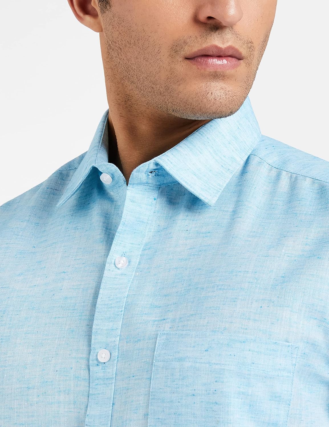 Men\'s Solid Regular Fit Formal Shirt (DCMFH02RC17KA2-739A_Sky Blue_44) - Image 4